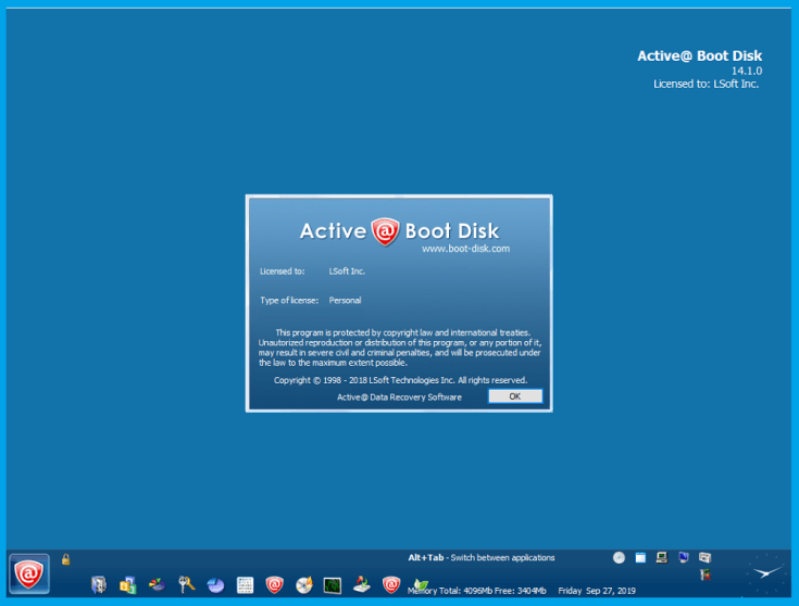 Active@ Boot Disk Full ISO, Win10 PE